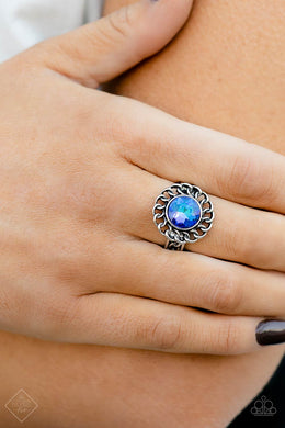 Round Table Runway Blue Oil Spill Rhinestone Ring Paparazzi Accessories