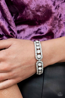 Spellbinding Splendor White Rhinestone Hinge Bracelet Paparazzi Accessories