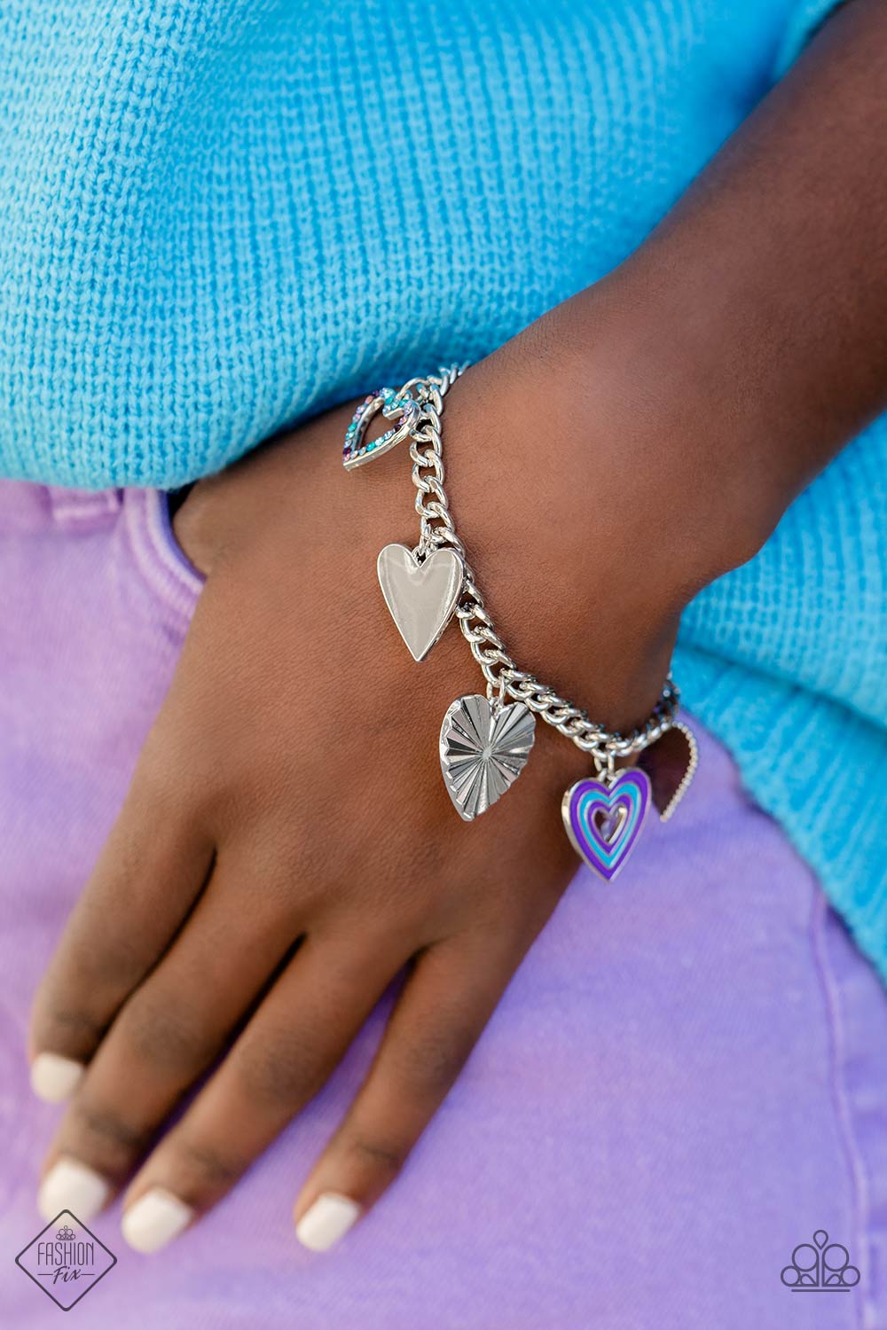 Funky Forte Multi Heart Charm Bracelet Paparazzi Accessories
