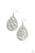 Load image into Gallery viewer, Cats Eye Class - Green Cat&#39;s Eye Rhinestone Earrings Paparazzi Accessories