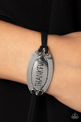 Thankful Tidings - Black Pull-Tie Bracelet Paparazzi Accessories