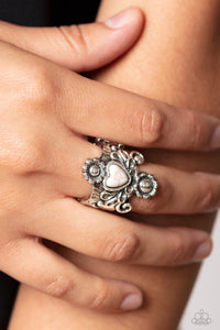 crackle stone,Hearts,white,Wide Back,Trailblazing Tribute - White Stone Heart Ring