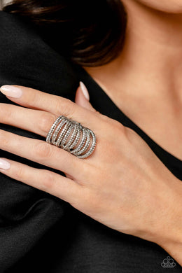 Rippling Rarity - White Rhinestone Ring Paparazzi Accessories