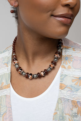 Warped Whimsicality - Brown Necklace Paparazzi Accessories