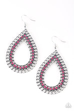 Load image into Gallery viewer, Mechanical Marvel Pink Rhinestone Earrings Paparazzi Accessories