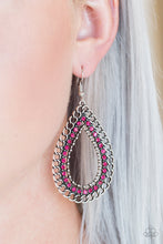 Load image into Gallery viewer, Mechanical Marvel Pink Rhinestone Earrings Paparazzi Accessories