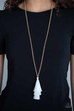 Triple The Tassel White Necklace Paparazzi Accessories