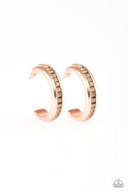 5th Avenue Fashionista Copper Hoop Rhinestone Earrings Paparazzi Accessories