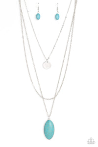 blue,crackle stone,long necklace,turquoise,Perennial Phenomena - Blue Turquoise Stone Necklace