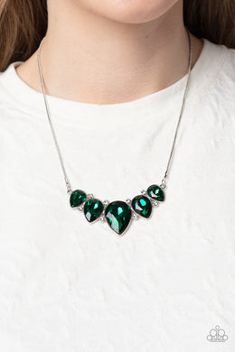 Regally Refined - Green Rhinestone Necklace Paparazzi Accessories