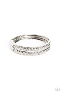 hinge,rhinestones,white,STACKED Up - White Rhinestone Hinge Bracelet