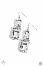 Load image into Gallery viewer, Chain Check White  Rhinestone Earrings Paparazzi Accessories