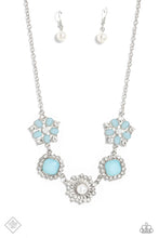 Load image into Gallery viewer, Flower Crown Blue Floral Rhinestone Pearl Necklace Paparazzi Accessories