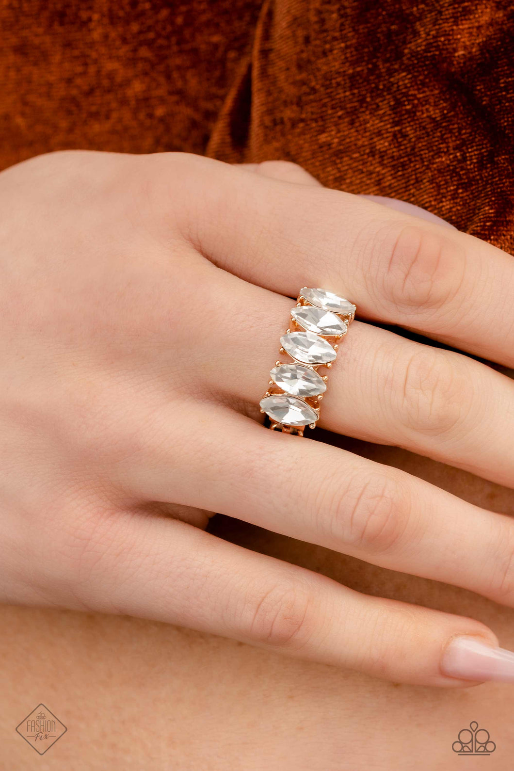 Lavish Lure Gold Rhinestone Ring Paparazzi Accessories