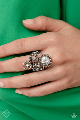 Blowing off STEAMPUNK White Ring Paparazzi Accessories