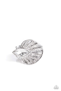 rhinestones,white,wide back,Fan Dance Dazzle - White Rhinestone Ring