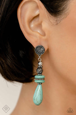 Desert Fever Blue Stone Earrings Paparazzi Accessories