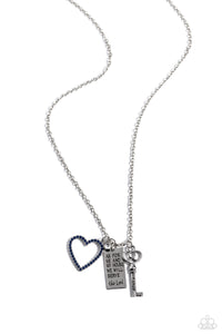 blue,faith,Hearts,Long Necklace,rhinestones,Indulgent Belief - Blue Rhinestone Heart Necklace