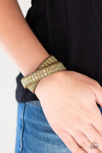 Load image into Gallery viewer, Rock Band Refinement Brass Leather Double Wrap Bracelet Paparazzi Accessories