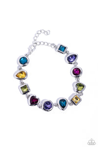 hearts,Lobster Claw Clasp,multi,rhinestones,Actively Abstract - Multi Rhinestone Heart Bracelet