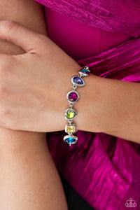 hearts,Lobster Claw Clasp,multi,rhinestones,Actively Abstract - Multi Rhinestone Heart Bracelet