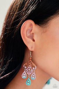fishhook,multi,rhinestones,Chandelier Command - Multi Rhinestone Earrings