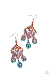 fishhook,multi,rhinestones,Chandelier Command - Multi Rhinestone Earrings