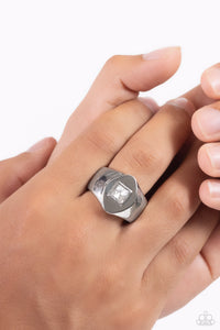 silver,Wide Back,Glistening Gamble - Silver Ring