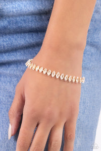 gold,lobster claw clasp,rhinestones,Marquise Masterpiece - Gold Rhinestone Bracelet