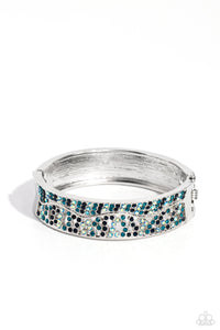 blue,hinge,rhinestones,Wavy Whimsy - Blue Rhinestone Hinge Bracelet