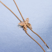 Load image into Gallery viewer, Adjustable Acclaim - Gold Butterfly Lariat Necklace Paparazzi Accessories