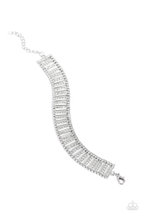 lobster claw clasp,rhinestones,white,Elusive Elegance - White Rhinestone Bracelet