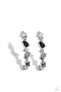 black,post,rhinestones,Trendy Twists - Black Rhinestone Illusion Post Earrings