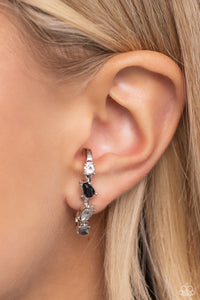 black,post,rhinestones,Trendy Twists - Black Rhinestone Illusion Post Earrings