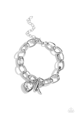 Guess Now Its INITIAL - White - K Paparazzi Accessories