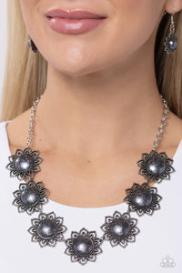 floral,short necklace,silver,The GLITTER Takes It All - Silver Necklace