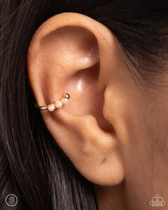 ear cuffs,gold,pearls,Ballerina Backdrop - Gold Ear Cuff Earring