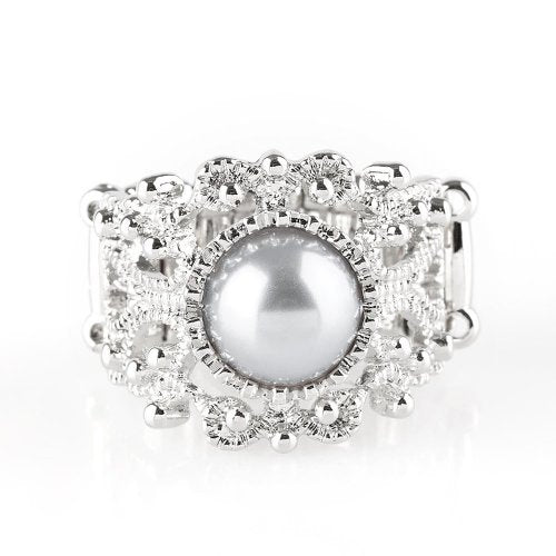 On The Expensive Side Silver Pearl Ring Paparazzi Accessories