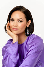 Load image into Gallery viewer, Geometric Glam Blue Iridescent Rhinestone Earrings Paparazzi Accessories