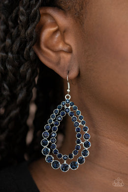 Glacial Glaze Blue Rhinestone Earring Paparazzi Accessories