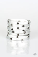 Load image into Gallery viewer, Go Getter Glamorous Silver Leather Wrap Bracelet Paparazzi Accessories