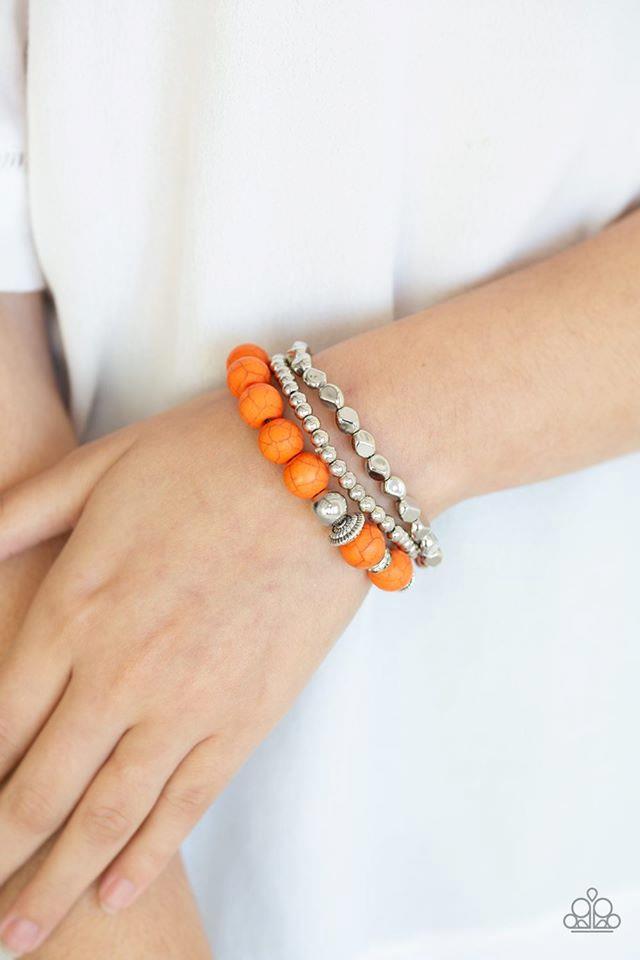 Rural Restoration Orange Stone Stretchy Bracelet Paparazzi Accessories