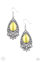 Load image into Gallery viewer, Majestically Malibu Yellow Cat&#39;s Eye Earring Paparazzi Accessories