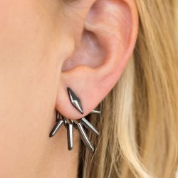 Extra Electric Black Gunmetal Jacket Earrings Paparazzi Accessories