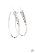 Load image into Gallery viewer, Winter Ice White Hoop Earring Paparazzi Accessories