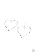 Load image into Gallery viewer, Bewitched Kiss White Heart Rhinestone Earrings Paparazzi Accessories