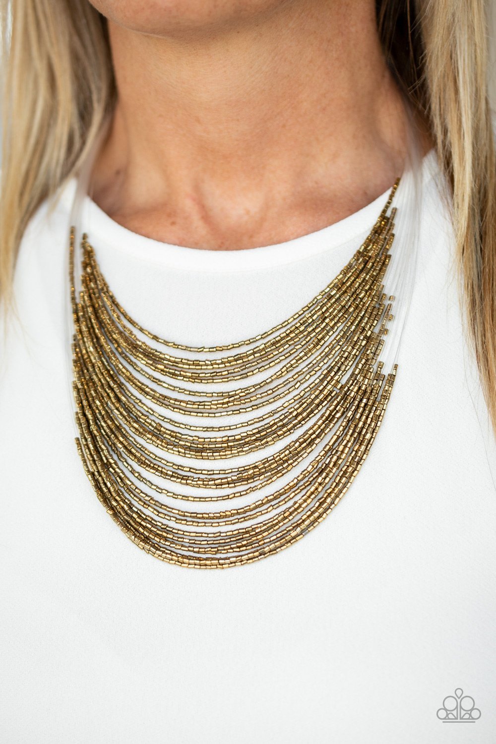 Catwalk Queen Brass Necklace Paparazzi Accessories