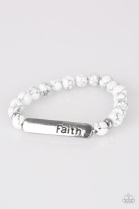 faith,stone,stretchy,white,Fearless Faith White Stone Stretchy Bracelet