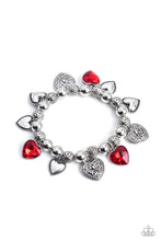 Load image into Gallery viewer, Charming Crush Red Heart Rhinestone Stretchy Bracelet Paparazzi Accessories