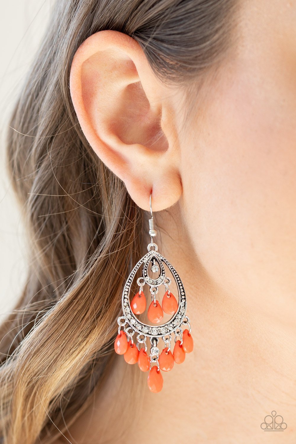 Gorgeously Genie Orange Earrings Paparazzi Accessories